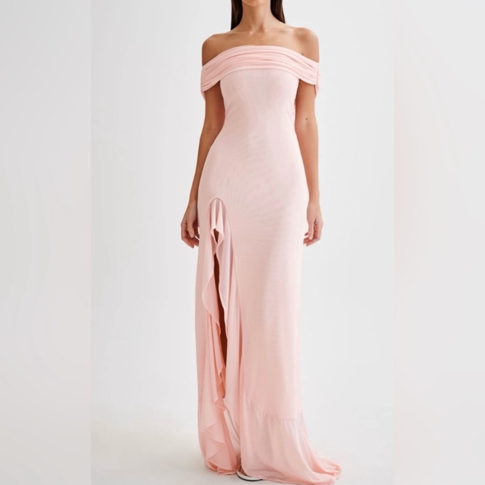 Meshki Audrey Off Shoulder Mesh Maxi Dress